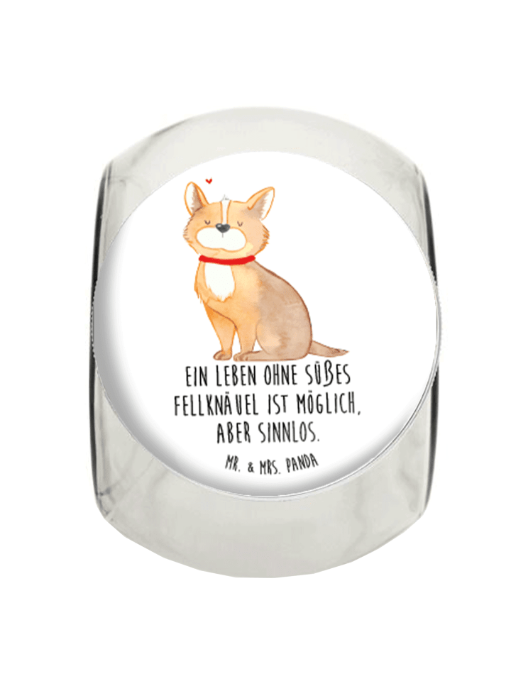 Bonbonglas Hund Glück mit Spruch in Weiß