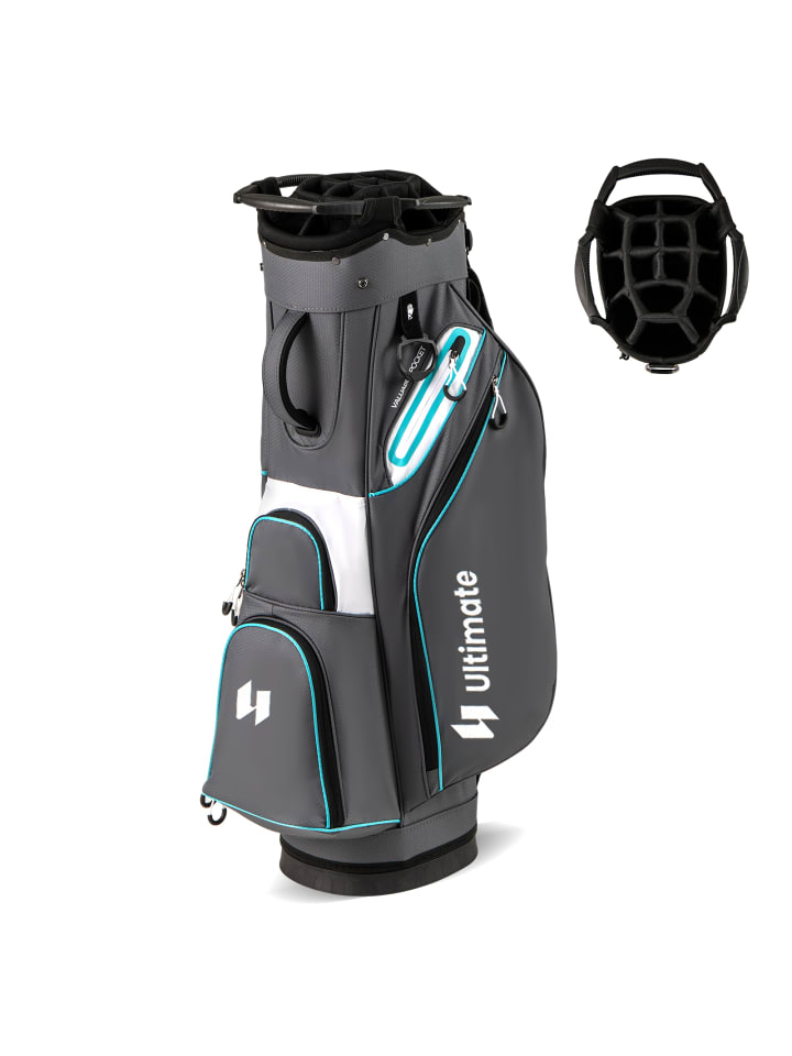 Golfbag mit 14 er Unterteilung & Tragegurt in Grau