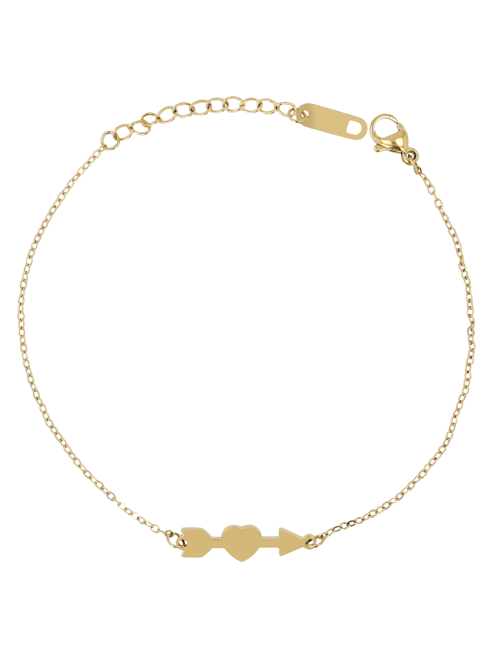 Damen Edelstahl Armband Herz 17 cm + 3 cm in gold