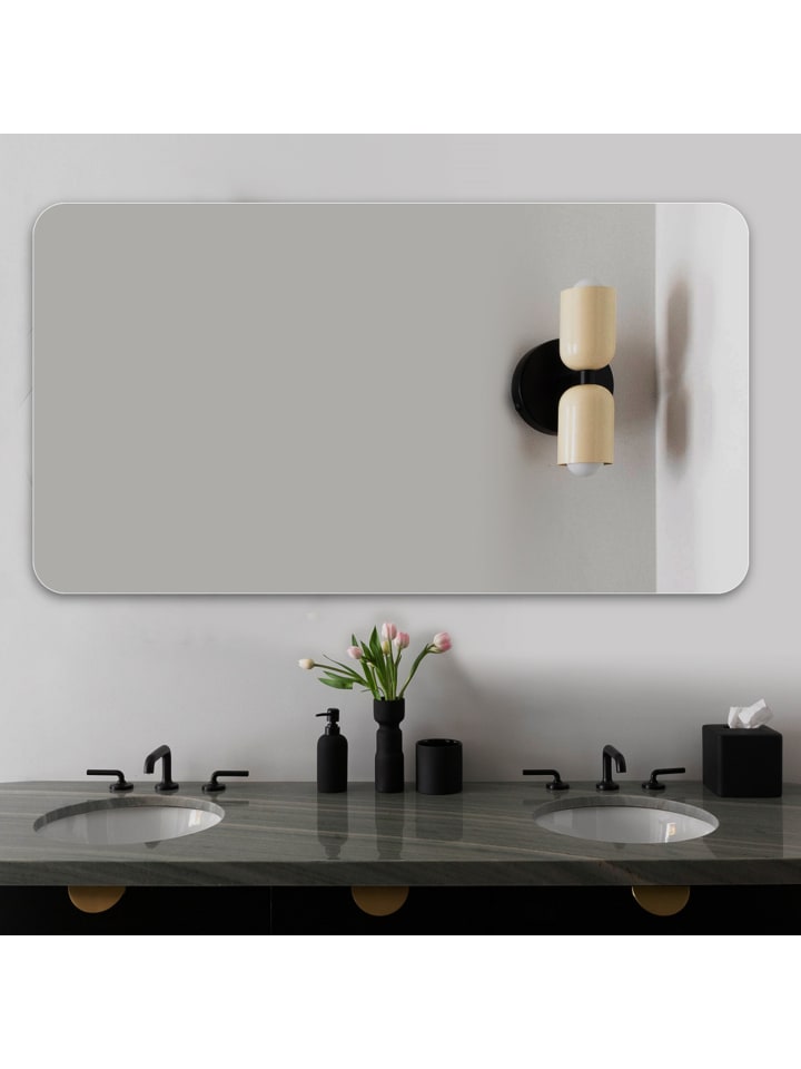 Badezimmerspiegel in Silber 90x70 cm Rahmenlos