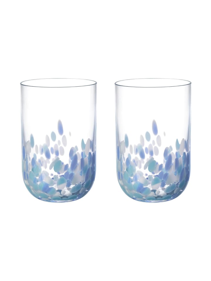 2er Set Longdrinkglas Like Confetti in Blau 300 ml