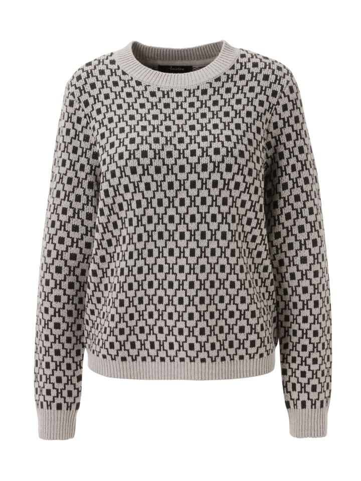 Strickpullover in hellgraumeliert-anthrazit