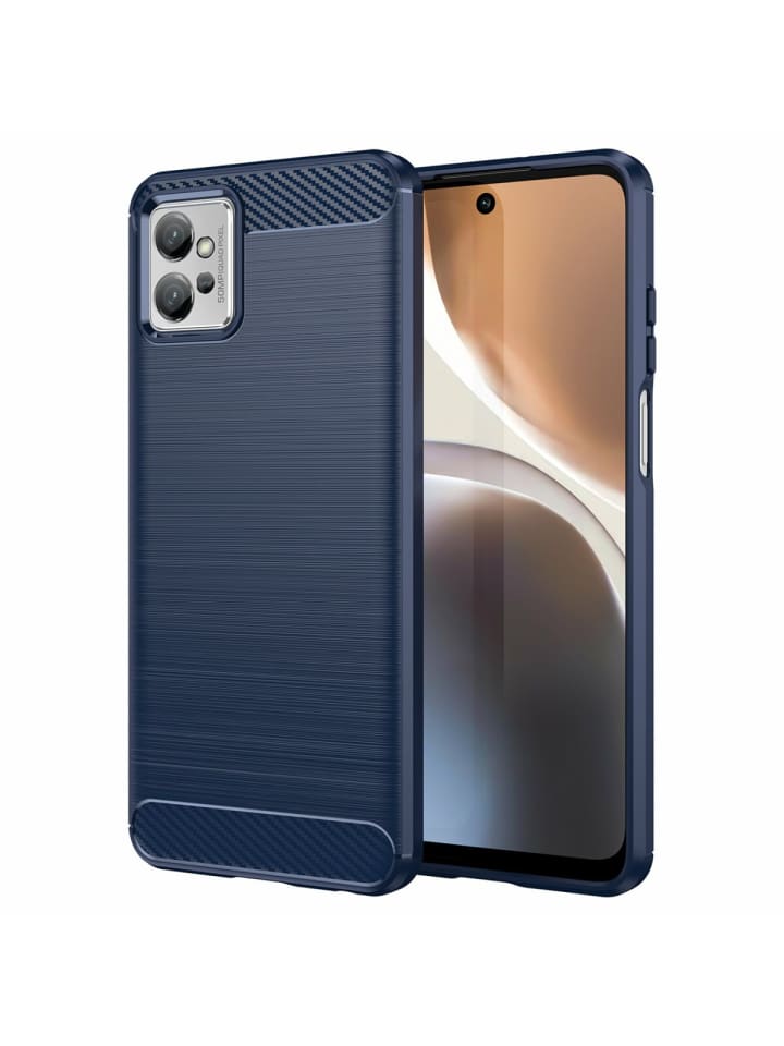 Carbon Case Hülle kompatibel mit Samsung Galaxy A14 5G Blau in Blau