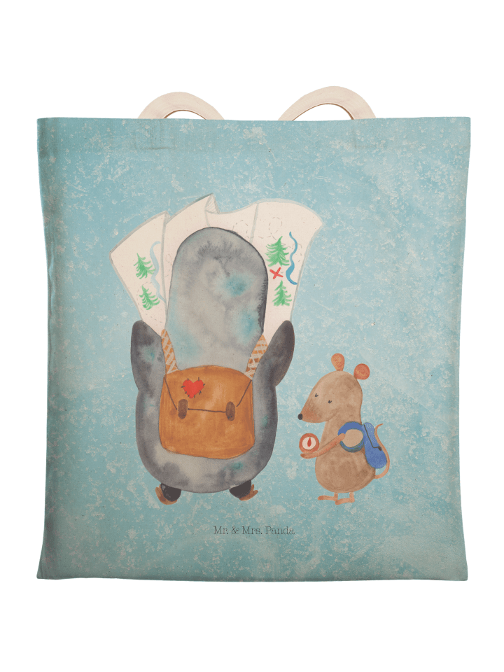 Shopper-Tasche Pinguin & Maus Wanderer ohne Spruch in Eisblau