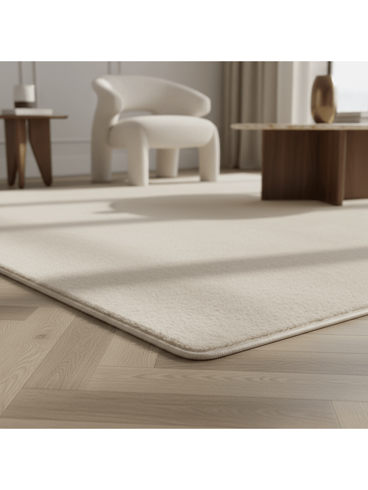 Teppich Kurzflor Waschbar Einfarbig ISAR Strapazierfähig OEKO-TEX in Creme