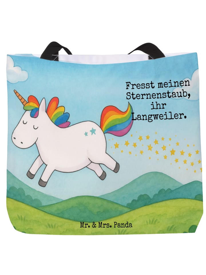 Tote Bag Einhorn Happy Design mit Spruch in Weiß