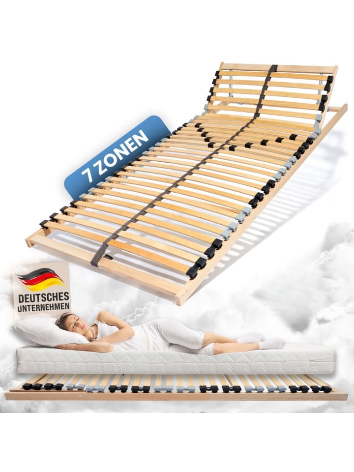 7-Zonen Lattenrost Kopfteil verstellbar 100x200 cm in Natur
