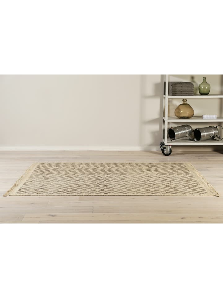 Handweb-Teppich Bayonne in beige taupe