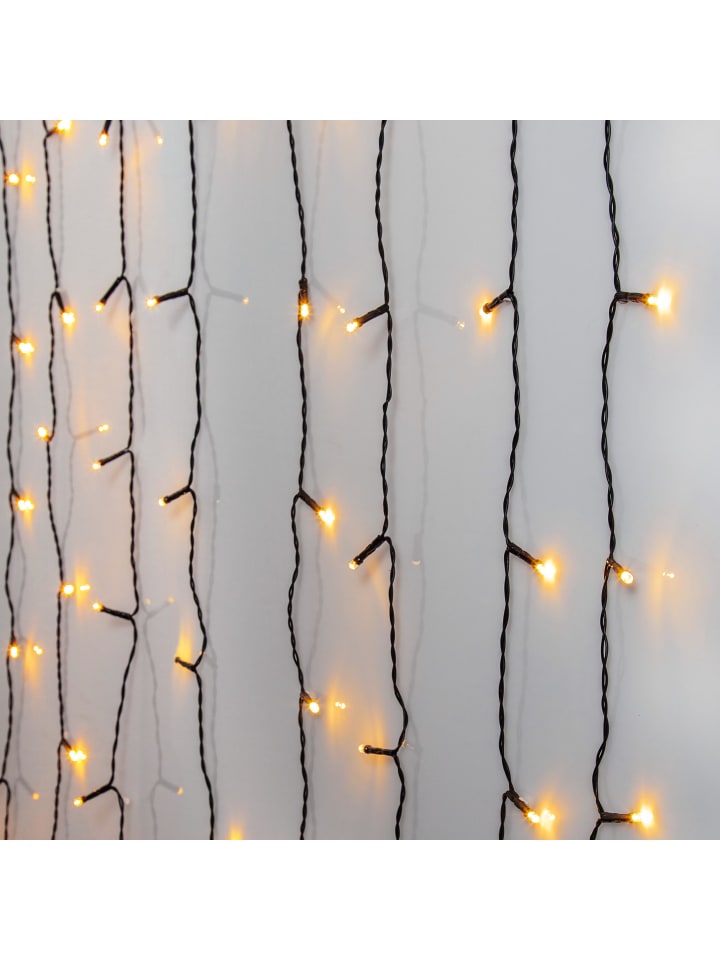 LED Lichtervorhang ,Golden Warm White',  120 LEDs, 1,3m in Schwarz