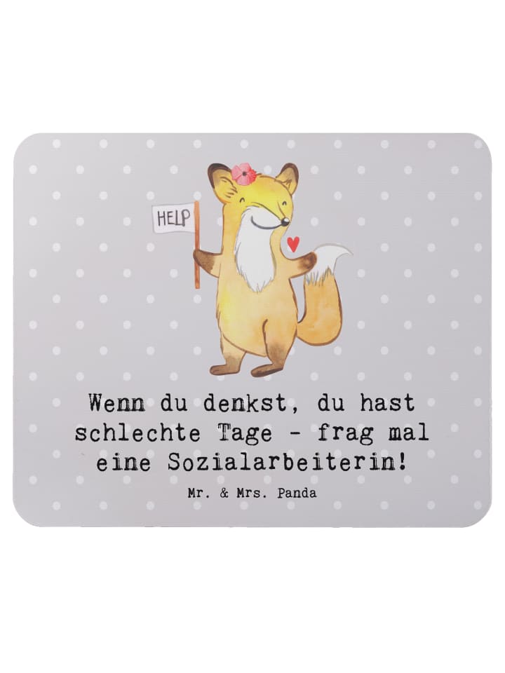 Maus Pad Sozialarbeiterin Stärketage mit Spruch in Grau Pastell
