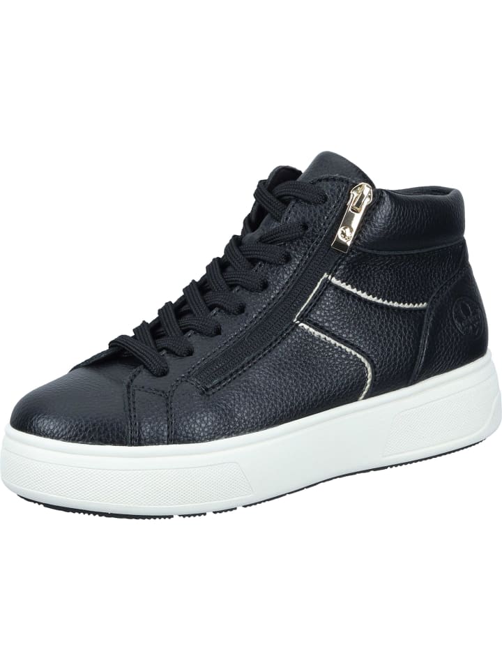 Schnürstiefeletten in schwarz/palegold