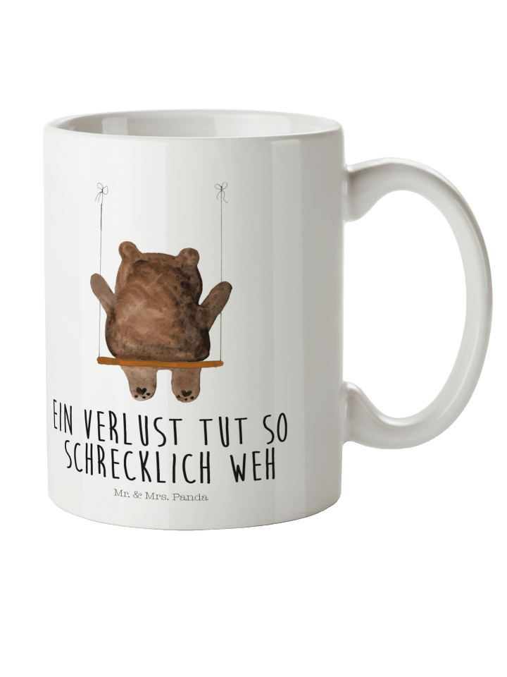 Kaffeetasse Bär Schaukel mit Spruch in Weiß