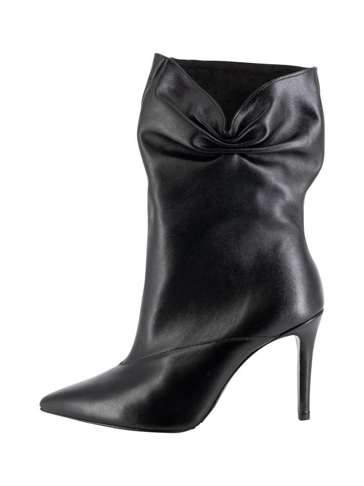 Damen Leder Stiefelette in Schwarz