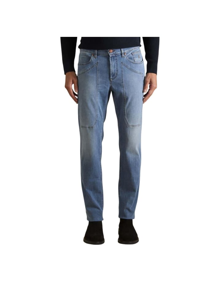 Hellblau Recyceltes Polyester Skinny Jeans