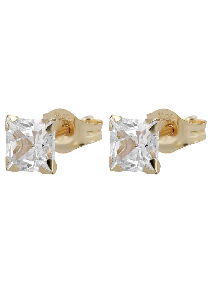 Damen Ohrringe – Ohrstecker aus 333 Gold mit Zirkonia in gold