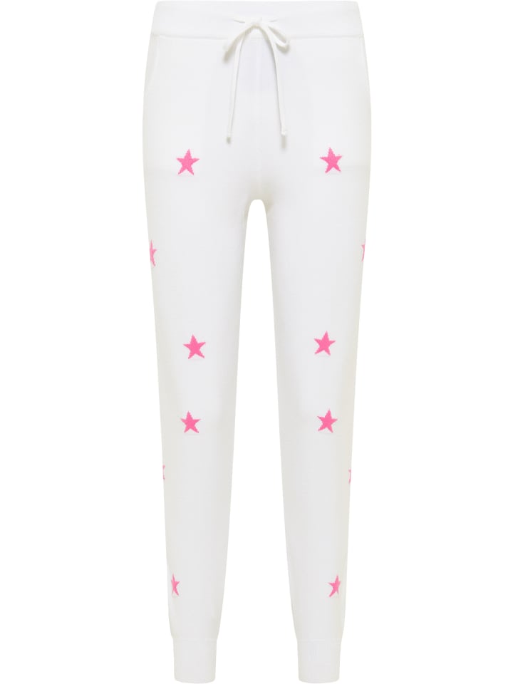 Damen Strickhose in Wollweiss Pink