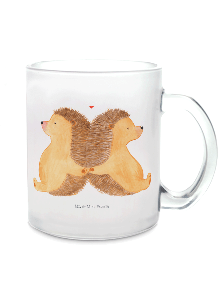 Kaffeetasse Igel händchenhaltend ohne Spruch in Transparent