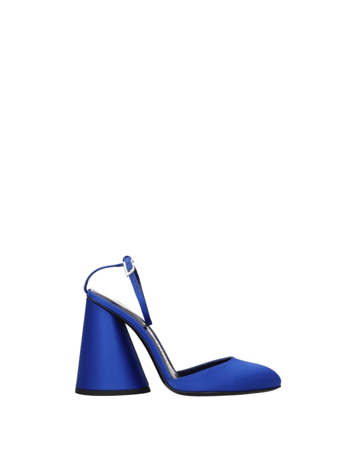 Blau Satin Plateau Sandalen