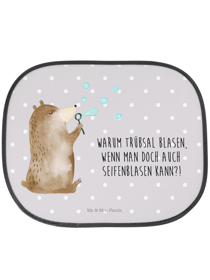 Sonnenschutz Auto Bär Seifenblasen mit Spruch in Grau Pastell