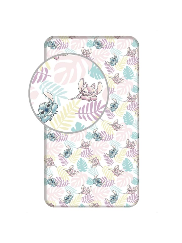 Lilo & Stitch Spannbettlaken 90x200 cm aus 100?% Baumwolle mit 25 cm in Blau