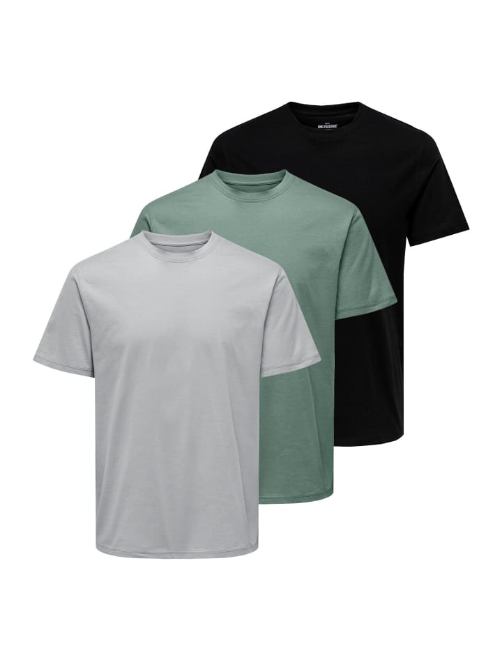T-Shirt MAX in Dunkelgrün / grau / schwarz