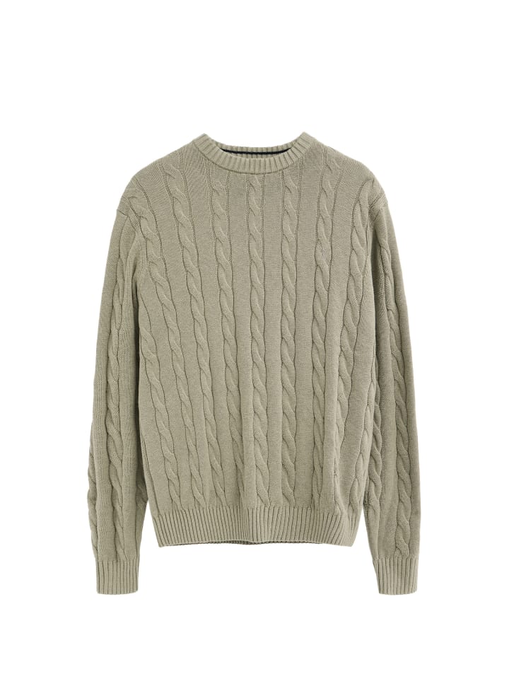 Pullover MAN RIGBY GO CABLE U WOOL KALEB LONG SLEEVE REGULAR FIT in Sagegrün