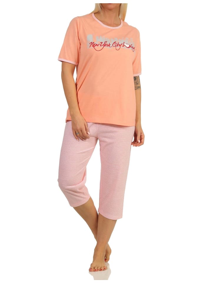CapriSchlafanzug Hose "New York City Loving" - 65215 in apricot