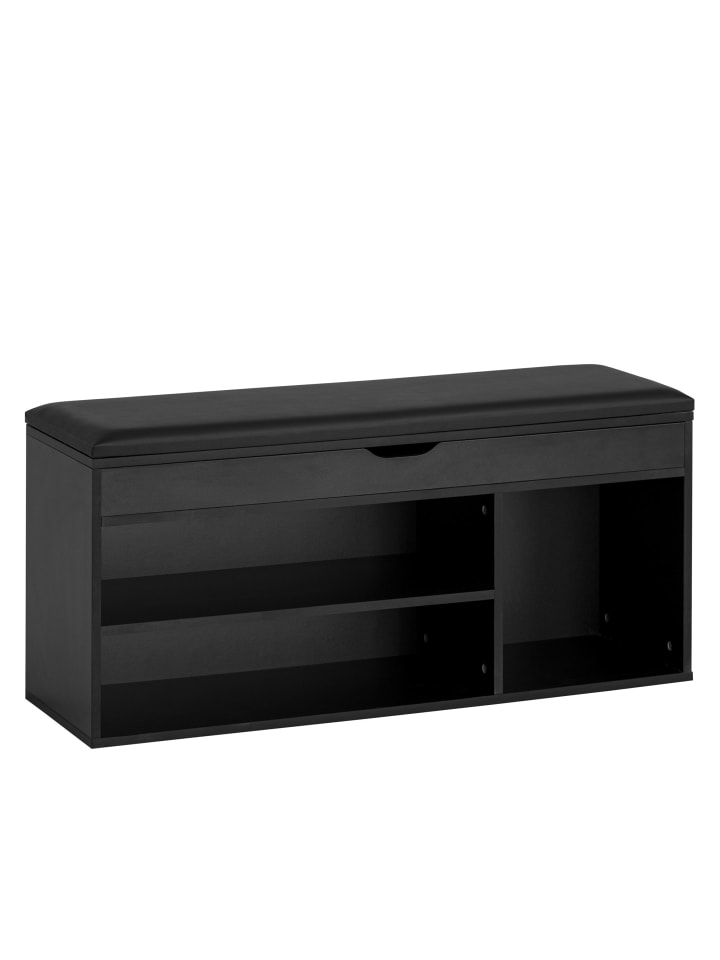 Sitzbänk in Schwarz / Spanplatte / 104x32x51