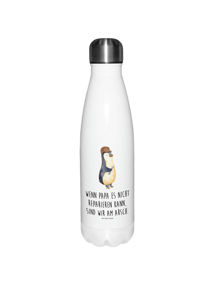 Trinkflasche Edelstahl Wenn Papa es nicht repar... in Weiß