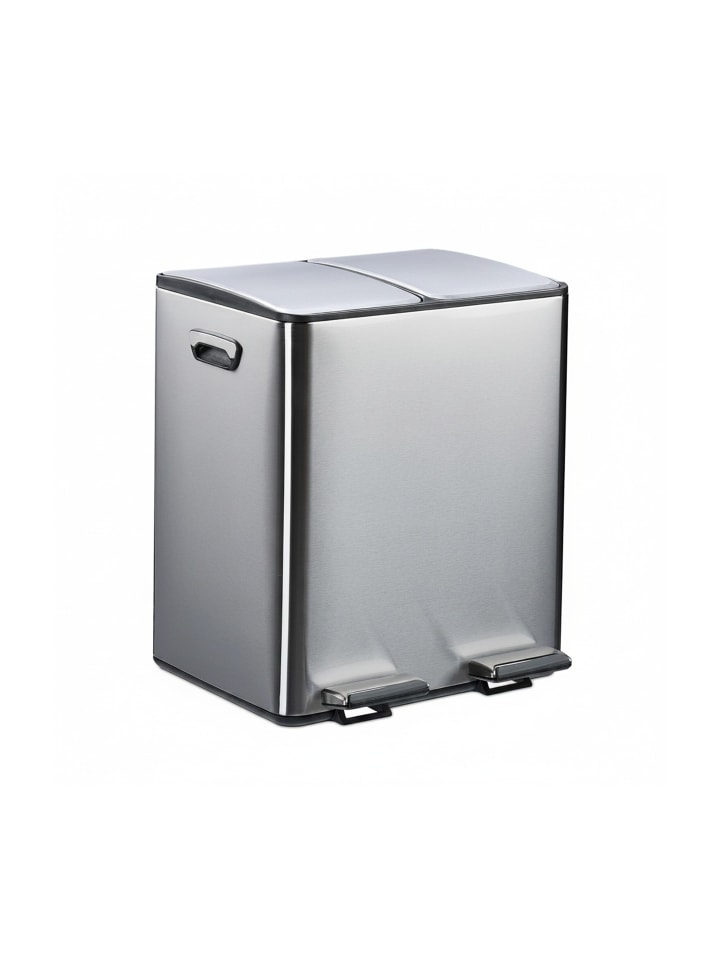 Mülleimer in Silber/ Schwarz - 2x 15 Liter
