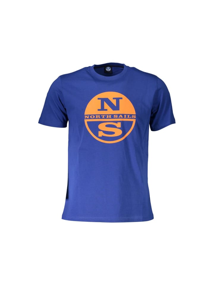 Blau Baumwolle Herren T-Shirt