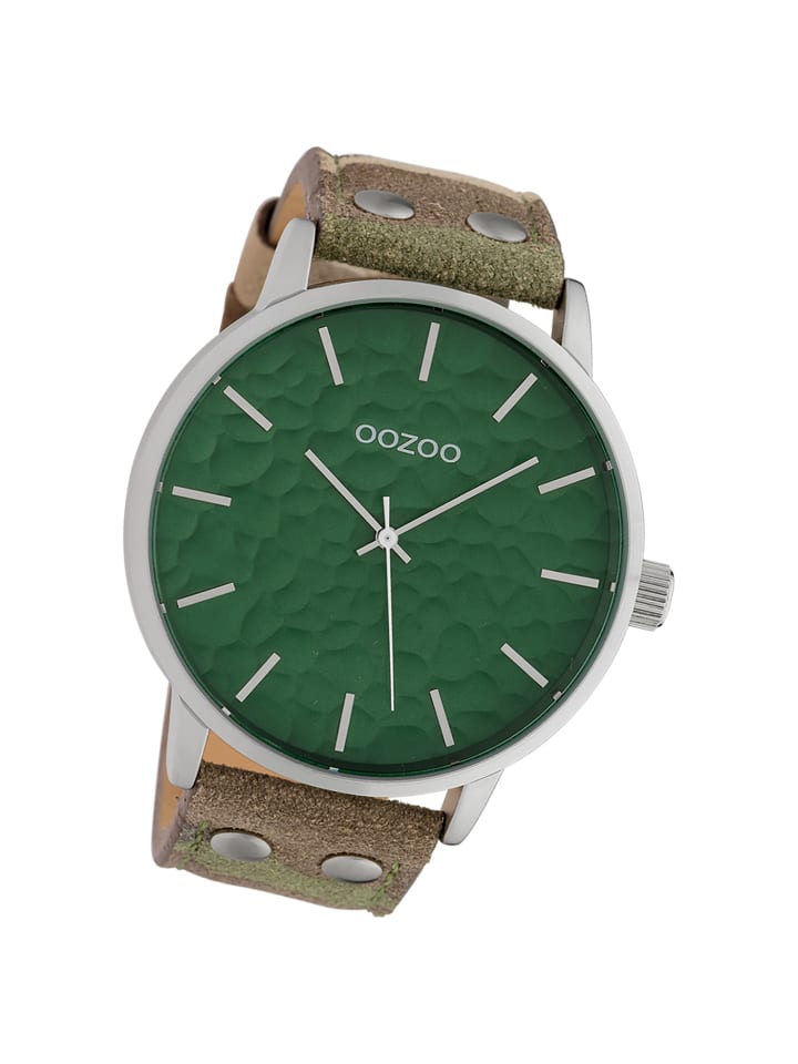 Analog-Armbanduhr Oozoo Timepieces camouflage, grün extra groß (ca. 48mm)