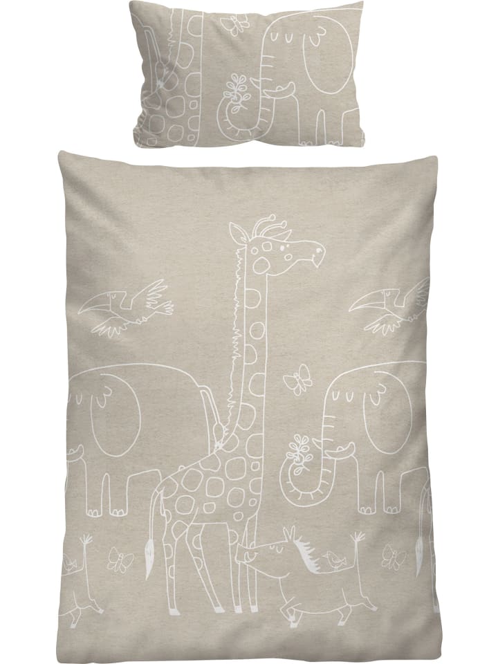 Melange-Flanell Kinder-Bettwäsche in beige