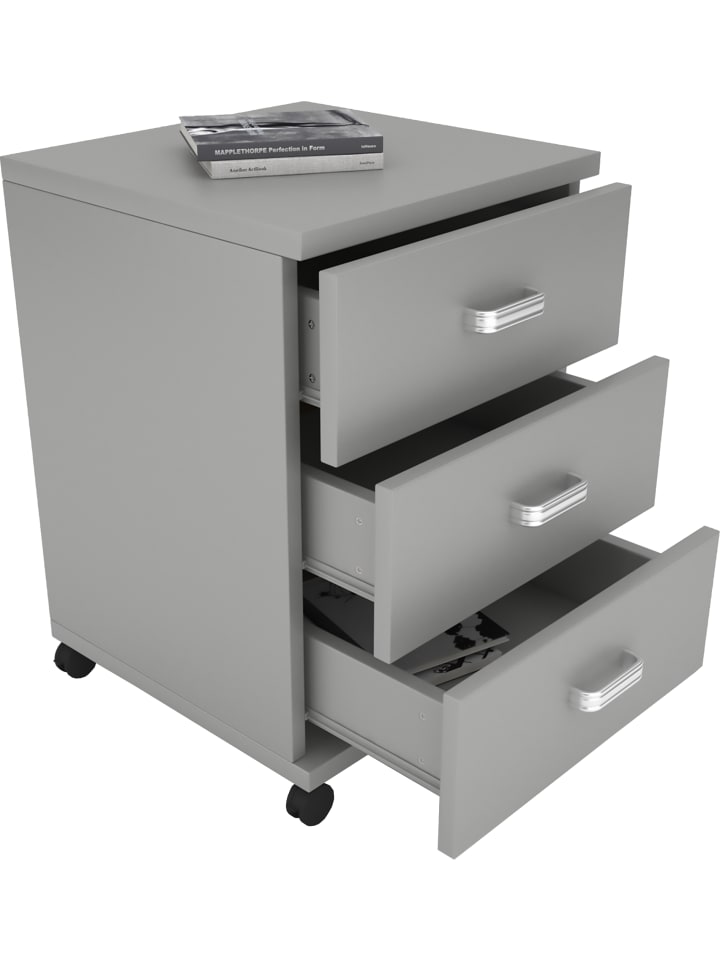 Holz Rollcontainer Bürocontainer Schublade Tobila in Grau