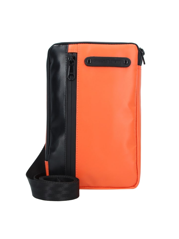 Upcycled Tarpaulin Mini Bag Umhängetasche 14 cm orange-black