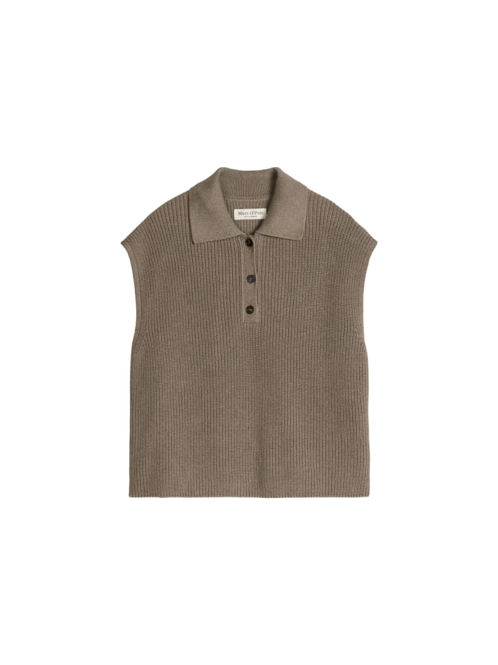Strick-Poloshirt relaxed in Stone Taupe Melange