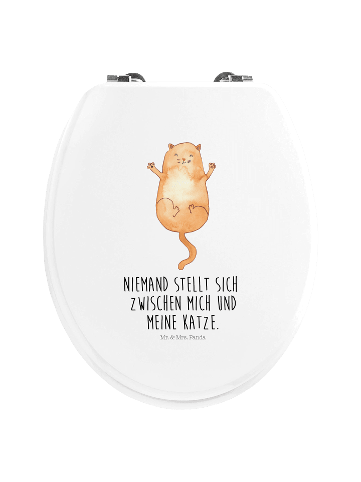 Toilettenbrille Katze Umarmen mit Spruch in Weiß