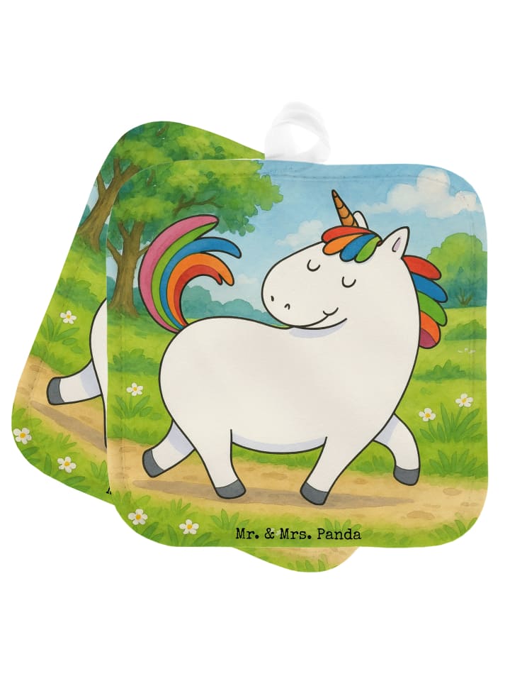 Topflappen Einhorn Stolzieren Design ohne Spruch in Weiß