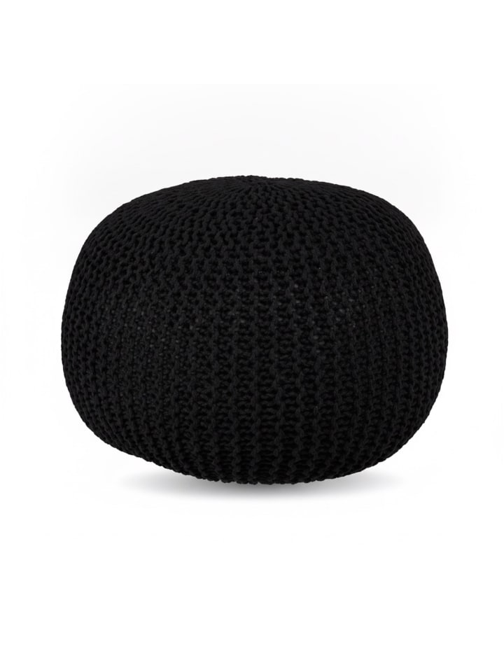Pouf in Schwarz - (H)33 x Ø 46 cm