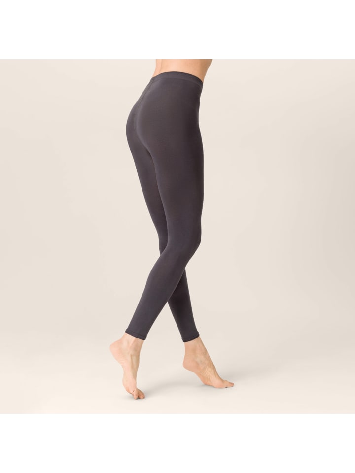 Strickstrumpfleggings Sensual Cotton weicher Bund in Antracite