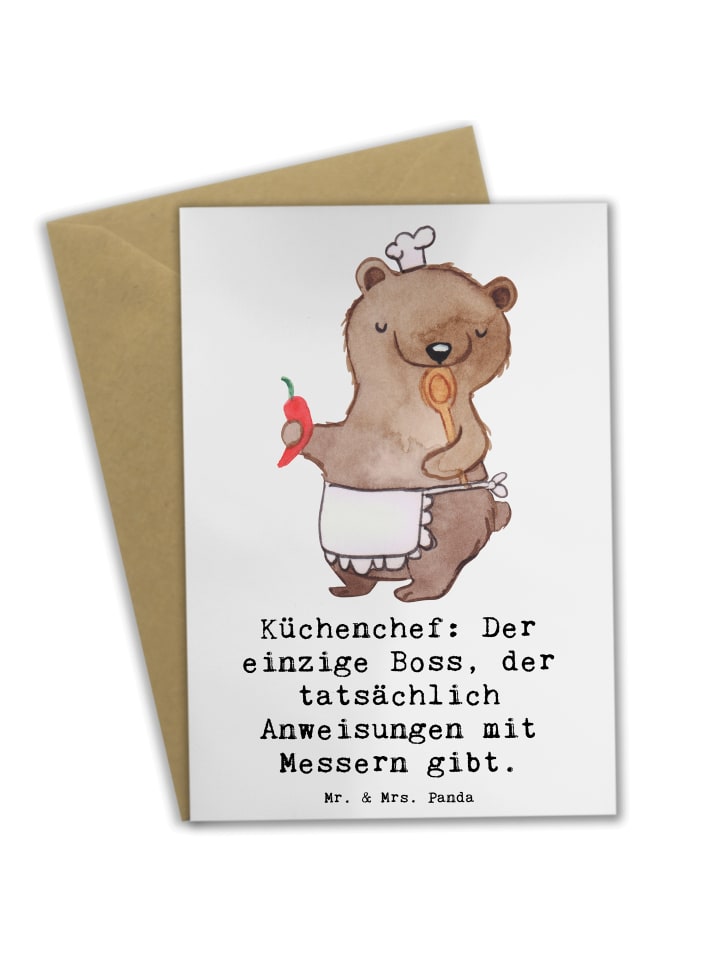Grußkarte Koch Anleitung mit Spruch in Weiß
