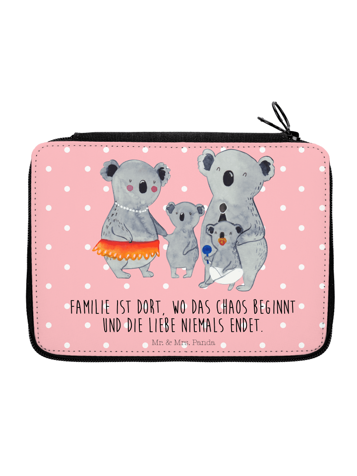 Federmäppchen Koala Familie mit Spruch in Rot Pastell