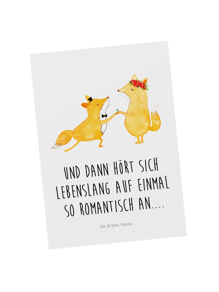 Bildkarte Füchse Hochzeit mit Spruch in Weiß