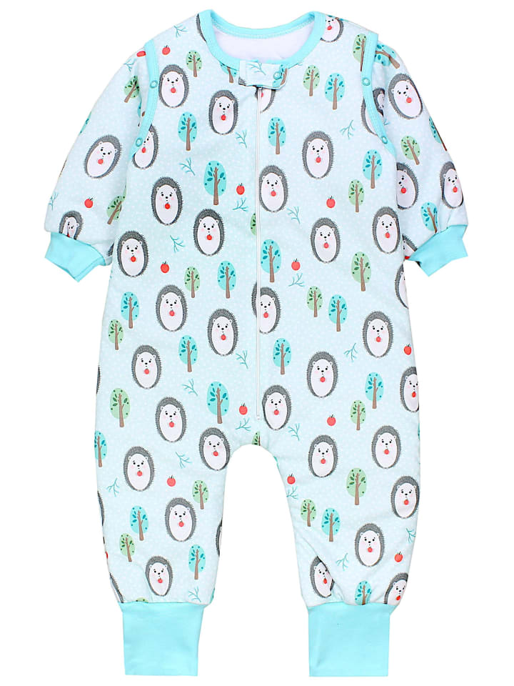 Baby Schlafsack mit Beinen und Ärmel ganzjährig in grau/grün
