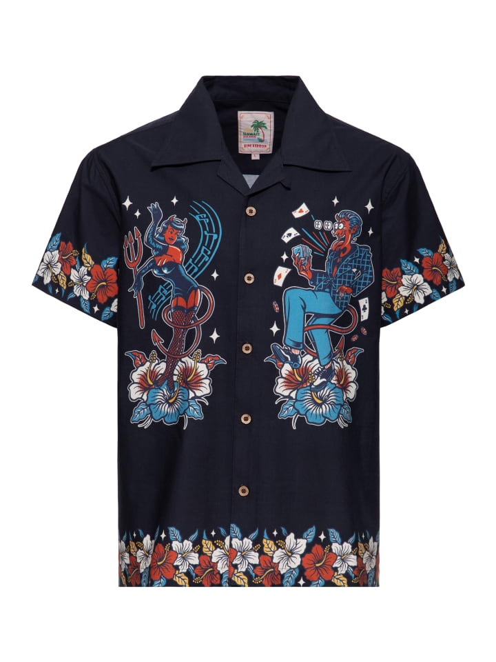 King Kerosin Hawaiihemd Devils in schwarz