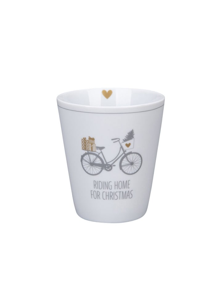 Happy Mug Becher Riding Home for Christmas in weiss