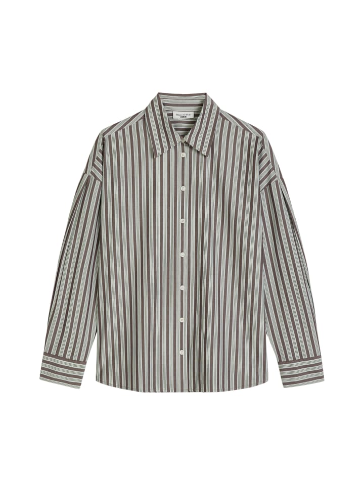 Streifen-Bluse regular in Dark Brown