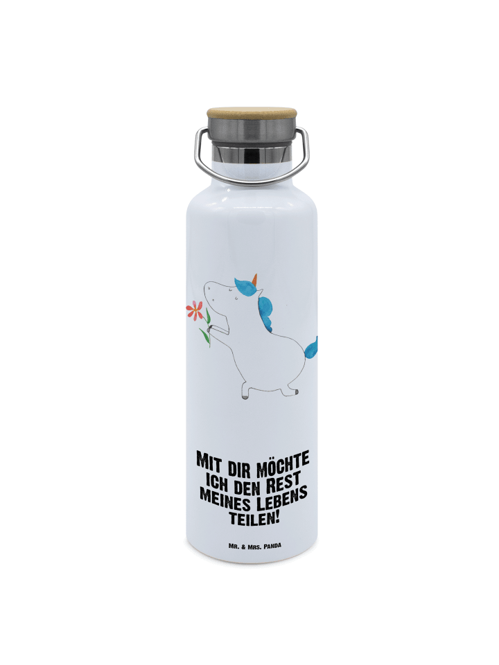 Trinkflasche Einhorn Blume mit Spruch in Weiß