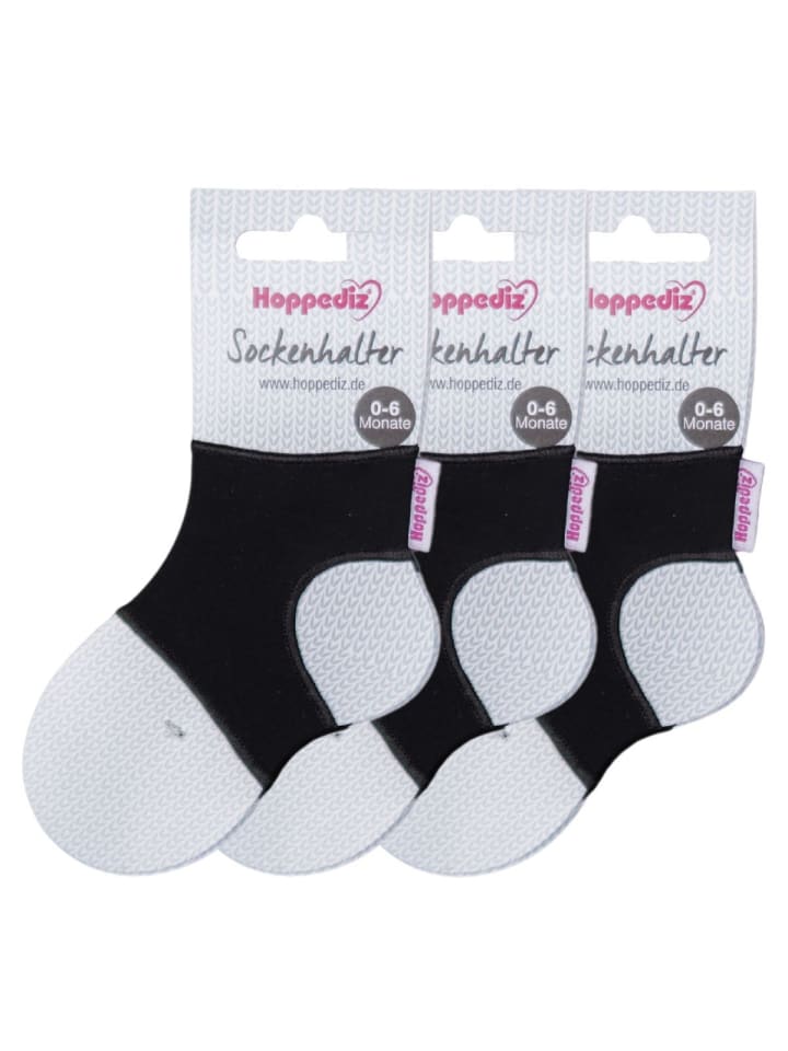 Babysocken Sockenhalter in 3-er Set schwarz
