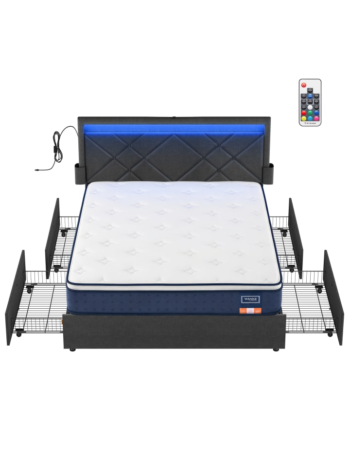 Bettgestell Mazey in Grau - (B)149 x (H)94.7 x (T)210.2 cm